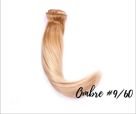 Clip in Extensions Echthaar 50cm Haarverlngerung 8 Haarteile #9/60 Ombre Vanilla-Blonde