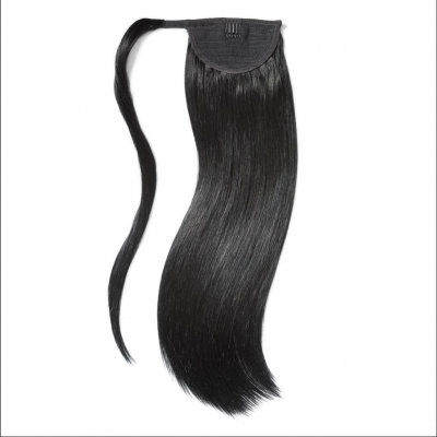 Ponytail 100% Echthaar 60cm Lnge Schwarz