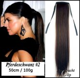Pferdeschwanz 100% Echthaar #2 Dunkel Braun 100g 50cm