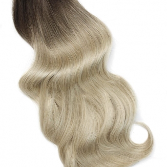 Clip in Extensions Echthaar Set Ombre Braun Blond #4/613 160g