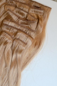 Clip-in-Extensions Set aus Echthaar in 50cm fr Haarverdichtung und Haarverlngerung! Caramel #20 160g