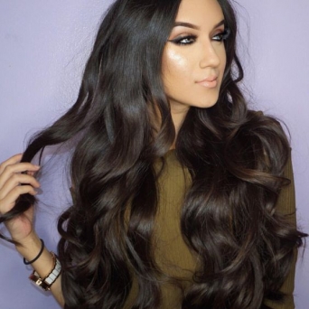 Clip-In Extensions aus Echthaar fr Haarverlngerung in 50cm Dunkelbraun#2 210g