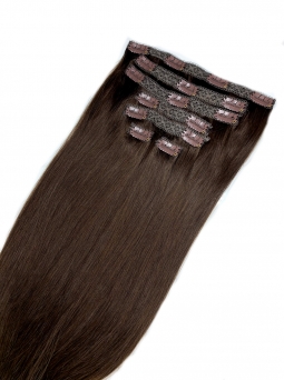 Clip in Extensions Echthaar 55cm Haarverlngerung 8 Haarteile  Mocha Brown #1C