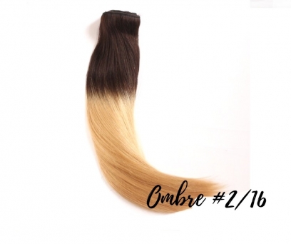 Clip in Extensions Echthaar 50cm Haarverlngerung 8 Haarteile #2/16 Ombre Brown-Caramel