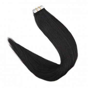Tape Echthaar Extensions #1 Schwarz 20x Tape Extensions 50g
