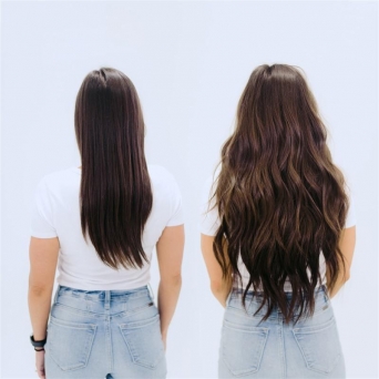 150g Clip in Extensions Human Hair 8 pices in a set Dark brown #