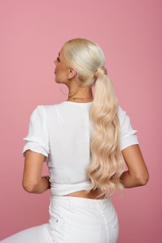 Ponytail 100% Echthaar 50cm Lnge #60 Platinblond