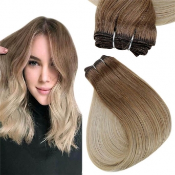 Tresse Remyhaar 100g Ombre T4/16 Brown-Ashblond in 50cm doppelt vernht!