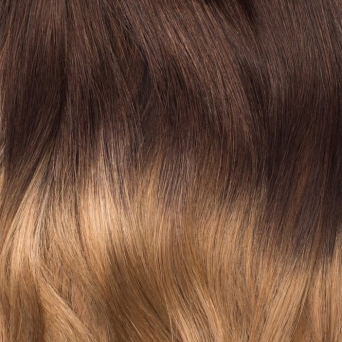 nahtlose Clip in Extensions Echthaar Set 55 cm Ombre Honey Brown #T8-14 320g