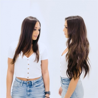nahtlose Clip in Extensions Echthaar 55cm Haarverlngerung 8 Haarteile#2