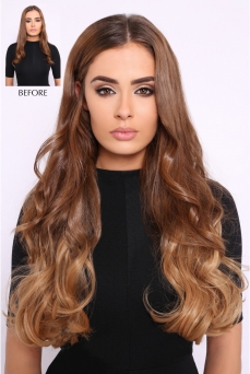 Clip in Extensions Echthaar 300g Set OmbreChocolate Light #T4-18
